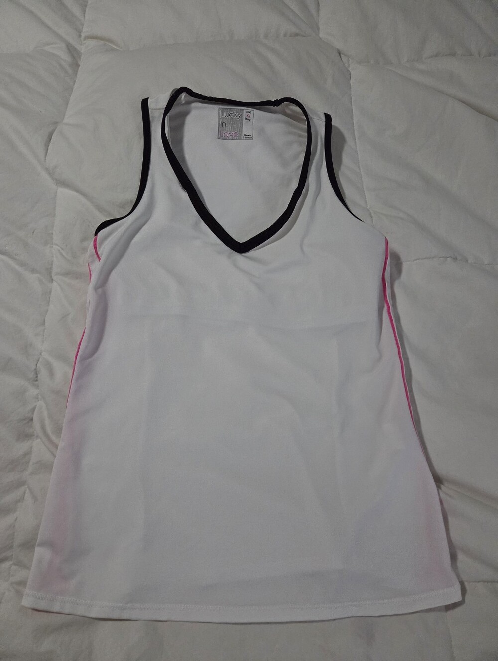 Lucky In Love Tank Top Size XS White Tennis Pickleball